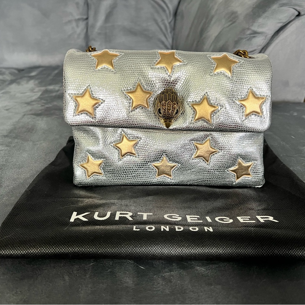 Kurt Geiger Silver Bag with Gold Stars